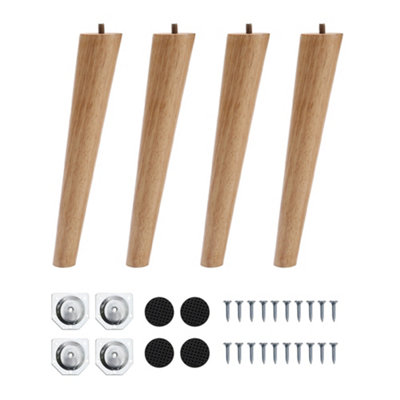 4 Pcs Solid Wooden Furniture Legs, Tilt 10 Degrees Natural Round Table Legs, H 200mm Price Comparisons | Compare The Build