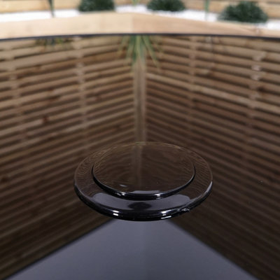 4 Person Round Black Garden Patio Table with Glass Top & Parasol Hole - 3