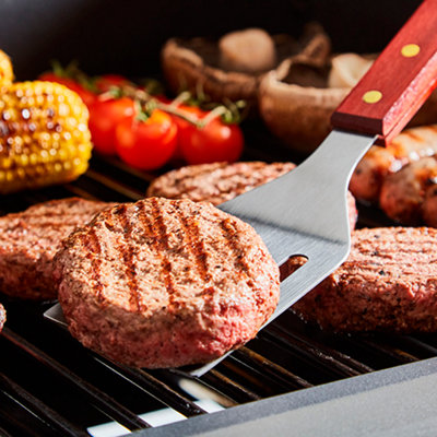4 Piece BBQ Tools Set with Red Maple Wood Handles