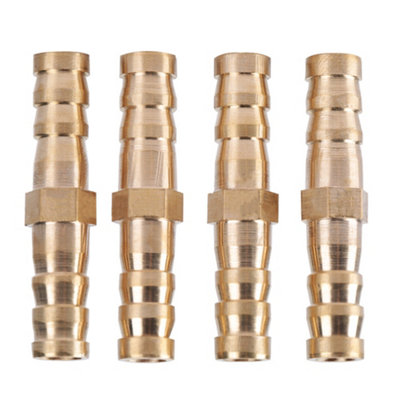 4-Piece Brass Hose Barb Tail Reducer Connector (8mm to 8mm)