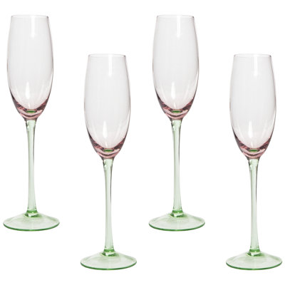 4-Piece Champagne Flute Set DIOPSIDE 200 ml Pink