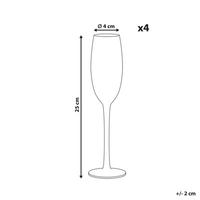 4-Piece Champagne Flute Set DIOPSIDE 200 ml Pink
