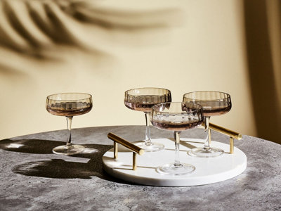 4-Piece Champagne Saucer Set QUARTZ 170 ml Grey