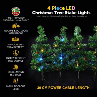 4 Piece Christmas Tree Stake Light 60 Multicoloured LED 6113