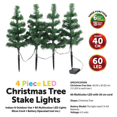 4 Piece Christmas Tree Stake Light 60 Multicoloured LED 6113 - 3