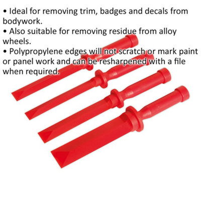 4 Piece Composite Scraper Tool Set for Trim and Badge Removal - Anti-Scratch Design