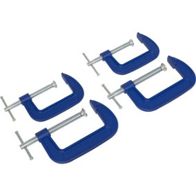 4 Piece G-Clamp Set - Heavy Duty Forged Clamp - 2x 75mm and 2x 100mm Clamps