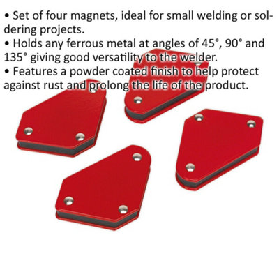 4 Piece Magnetic Quick Clamp Set - Welder & Fabricator Magnets - Angled Edges