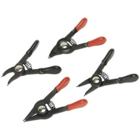 4 Piece Mini Circlip Pliers Set - 10mm to 22mm Circlips - Spring Loaded Action