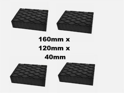 4 Piece Ramp Rubber Blocks Universal Scissor Car Lift Pads 160 x 120 x ...