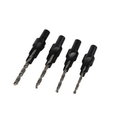 4 Piece Screw Sink Countersink Set 6 8 10 12 Gauge Replaceable HSS Drill Bit