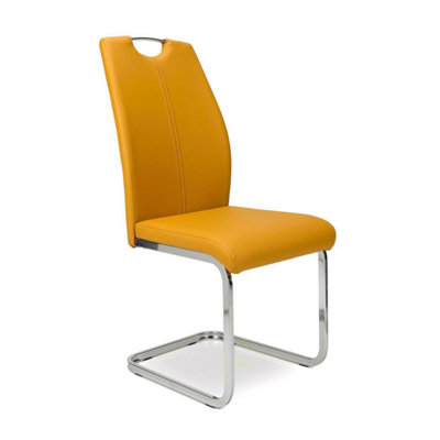 Yellow faux leather on sale dining chairs