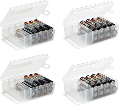 4 piece set two AA and two AAA battery storage boxes, battery storage boxes