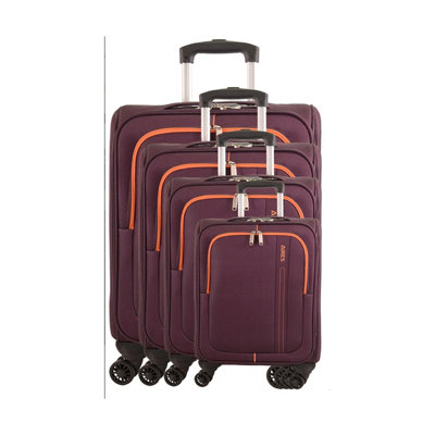 4 Piece Soft Shell Luggage Set Lightweight Durable and Spacious with ...