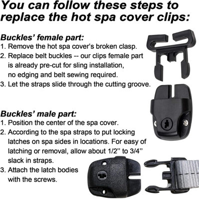 4-Piece Spa Hot Tub Cover Latch and Lock Kit, Including Key and Screws ...