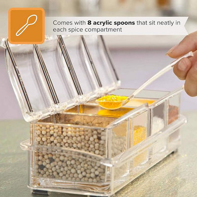 4-Piece Spice Box Set Clear Acrylic Storage Containers with Lids and ...
