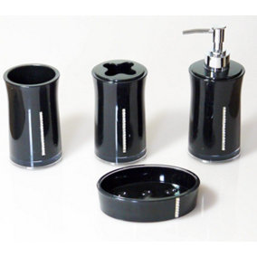 4 Pieces Acrylic Bathroom Accessories Set - Black