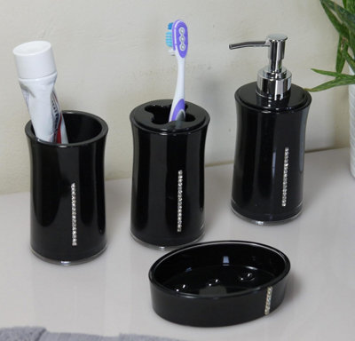 4 Pieces Acrylic Bathroom Accessories Set - Black
