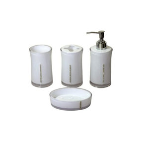 4 Pieces Acrylic Bathroom Accessories Set - White