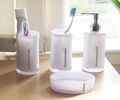 4 Pieces Acrylic Bathroom Accessories Set - White
