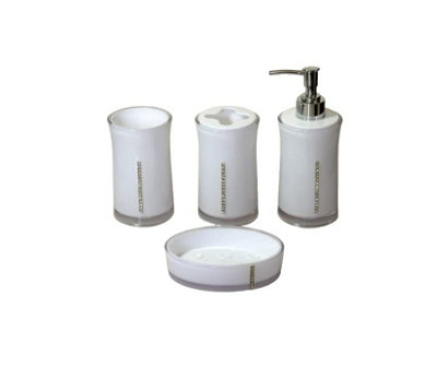 4 Pieces Acrylic Bathroom Complete Accessories Set with Lotion Dispenser/Soap Pump