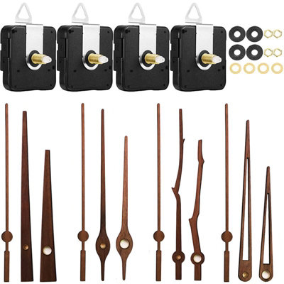 4 Pieces Quartz Clock Movement Kit with Long and Short Shaft Silent ...