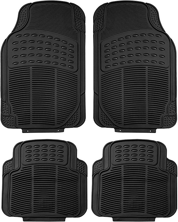 4 Pieces Universal Heavy Duty Rubber Car Mat Non-Slip Deep Dish For Cars SUV  Truck and VAN, Water Proof Luxury Floor Mat Sets