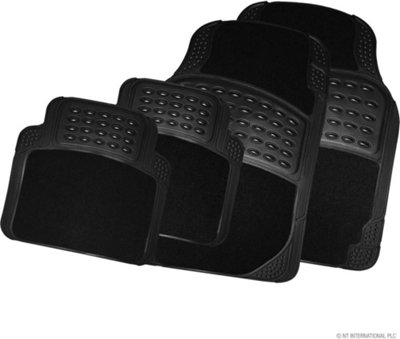 4 Pieces Universal Rubber With Carpet Car Mat