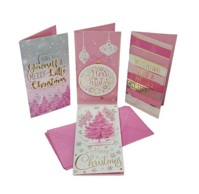 4 Pink Christmas Money Wallets Voucher Gift Card Wallets and Envelopes