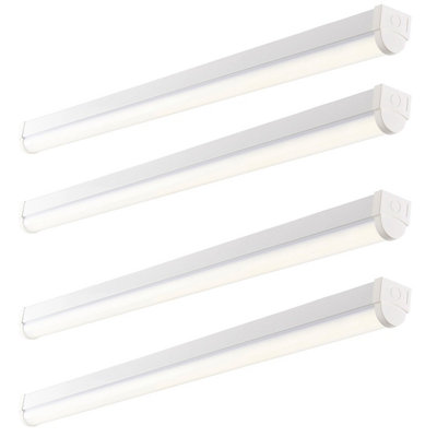 4 PK 4ft High Lumen Emergency Batten Light - 42.5W Cool White LED ...