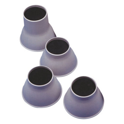 4 Pk Grey Plastic Bed Raisers Supports Most Furniture 140mm Height