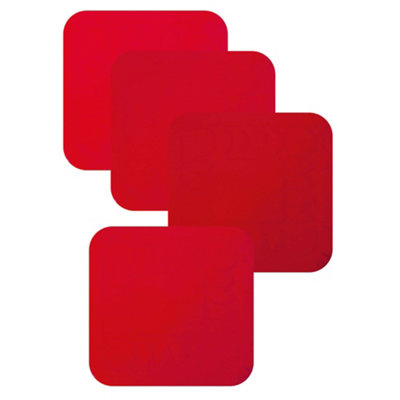 4 Pk Red Anti Slip Silicone Table Coasters - 140 x 140mm - Dishwasher ...