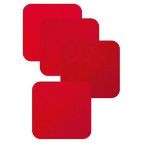 4 Pk Red Anti Slip Silicone Table Coasters - 90 x 90mm - Dishwasher Safe