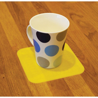 4 Pk Yellow Anti Slip Silicone Table Coasters - 140 x 140mm - Dishwasher Safe