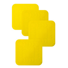 4 Pk Yellow Anti Slip Silicone Table Coasters - 90 x 90mm - Dishwasher Safe