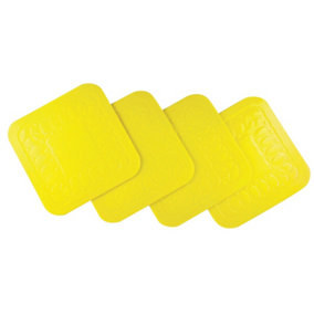 4 Pk Yellow Silicone Rubber Anti Slip Table Coasters - 90 x 90mm Dishwasher Safe
