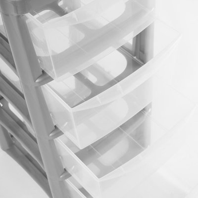 4 Plastic Drawer Large Storage Organiser Tower Unit