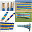 4 Pole Windbreak Wooden Multicolor Blue Stripe Tall Windbreaker Folding Garden Camping Beach Picnic Holiday Privacy Sun Screen