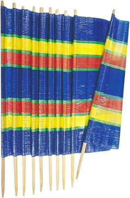 4 Pole Windbreak Wooden Multicolor Blue Stripe Tall Windbreaker