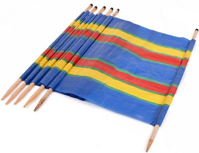 4 Pole Wooden Windbreak Beach Camping Windbreaker Sun Wind Shelter Striped 4ft High X 7ft Long Traditional - 4