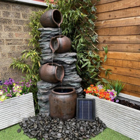 4 Pouring Jugs on Rock Traditional Water Feature - Mains Powered - Resin - L47 x W61 x H119 cm