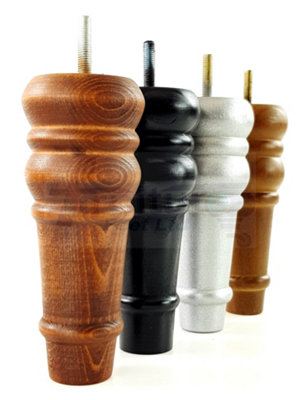 4 REPLACEMENT FURNITURE FEET ANTIQUE BROWN STAIN TURNED WOODEN LEGS ...