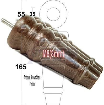 4 REPLACEMENT FURNITURE FEET ANTIQUE BROWN STAIN TURNED WOODEN LEGS ...