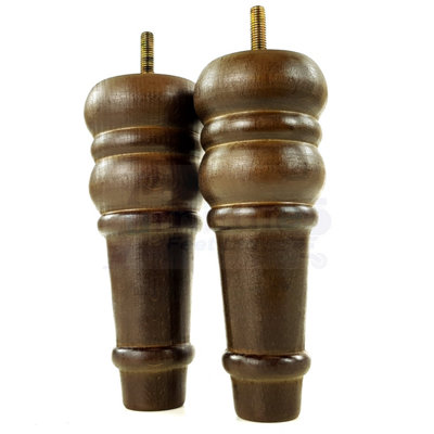 4 REPLACEMENT FURNITURE FEET ANTIQUE BROWN TURNED WOODEN LEGS 165mm ...