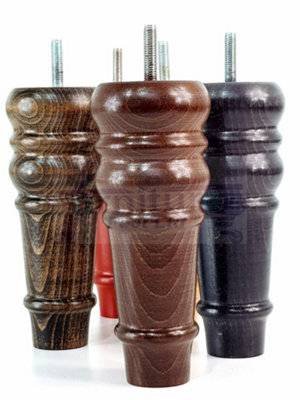 4 REPLACEMENT FURNITURE FEET BLUSH SILVER TURNED WOODEN LEGS 165mm HIGH ...