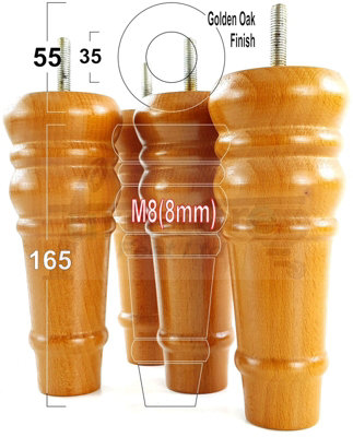 4 REPLACEMENT FURNITURE FEET GOLDEN OAK TURNED WOODEN LEGS 165mm HIGH SETTEE CHAIRS SOFAS FOOTSTOOLS M8 (8mm) TSP2071 Price Comparisons | Compare The Build