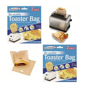 4 Reusable Toaster Bags Toastie Toast Pockets