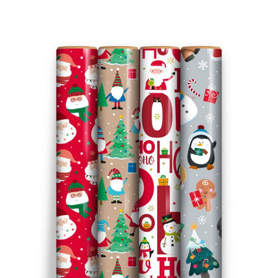 4 Rolls Cute Christmas Wrapping Paper 4M Gift Wrap 20 Matching Tags
