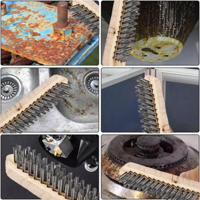 4 Row Cleaning Wooden Handle Steel Heavy Duty Metal Rust Removal Wire Brush