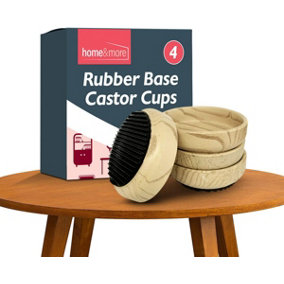 4 Rubber Base Castor Cups for Wooden Floors and Carpets - Wooden Furniture Castor Cups Non-Slip - Caster Cups Protect Wooden Floor